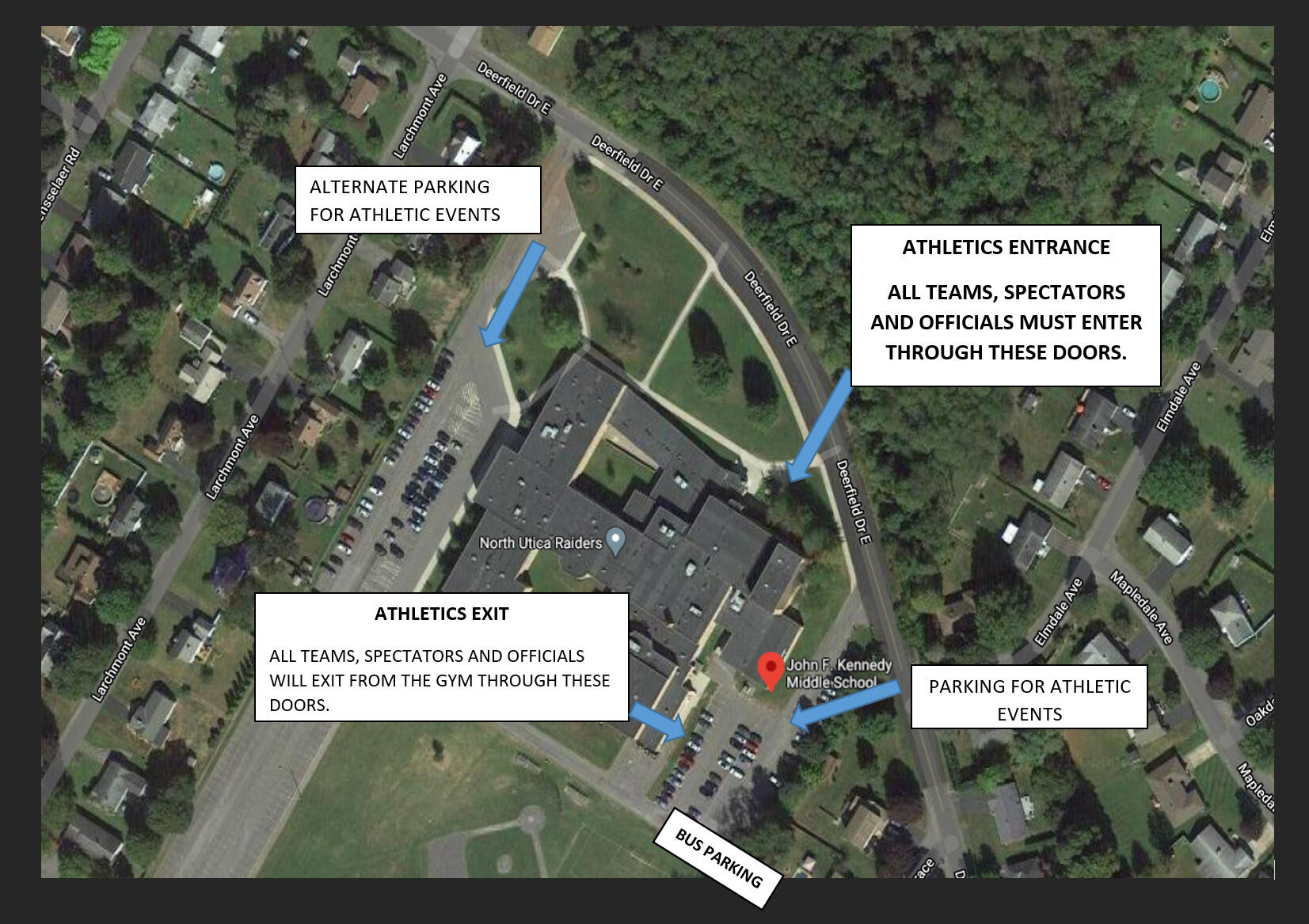 نقشه بصری پارکینگ در مدرسه راهنمایی JFK